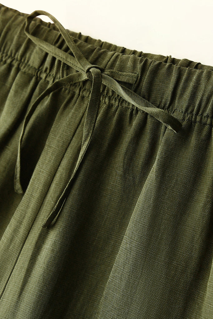 Airy Linen-Blend Wide-Leg Drawstring Pants  Fibflx