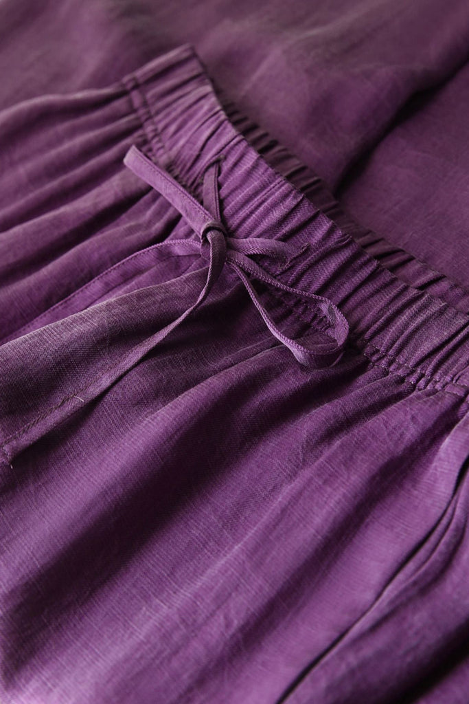 Airy Linen-Blend Wide-Leg Drawstring Pants  Fibflx