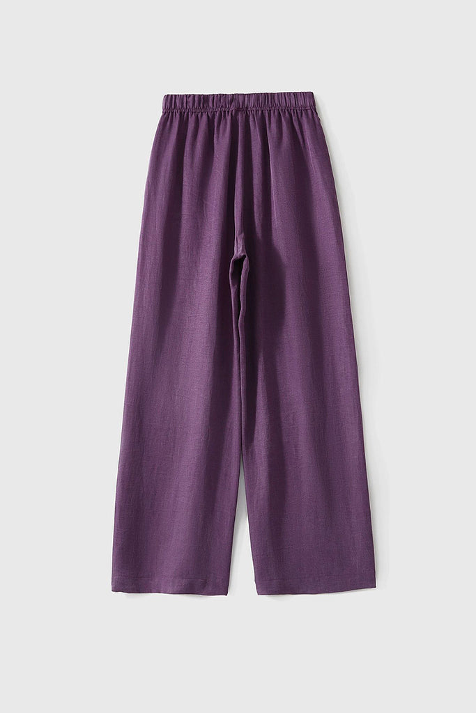 Airy Linen-Blend Wide-Leg Drawstring Pants  Fibflx
