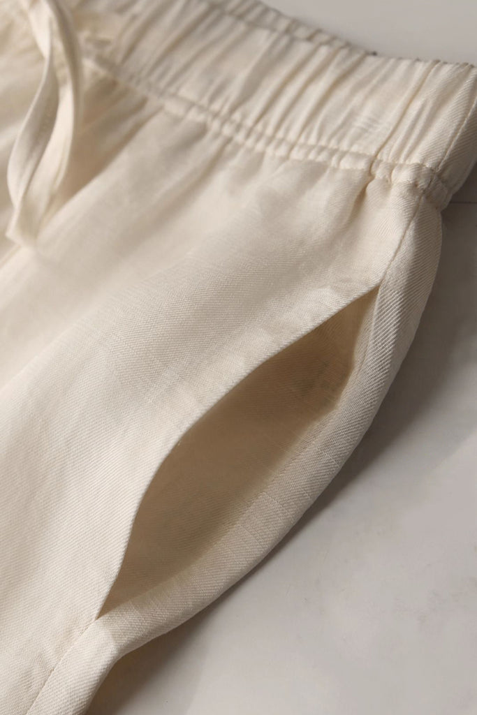 Airy Linen-Blend Wide-Leg Drawstring Pants  Fibflx