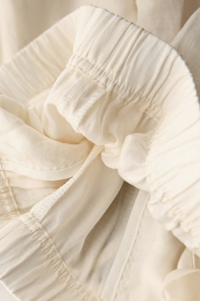 Airy Linen-Blend Wide-Leg Drawstring Pants  Fibflx