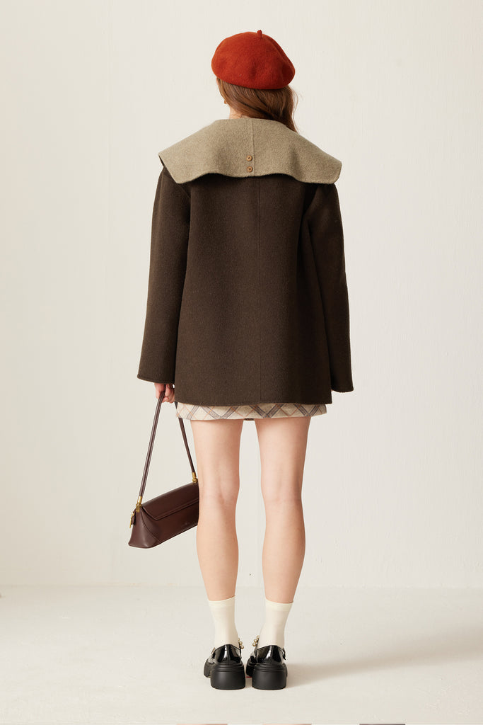 Alpaca Wool-Silk Shawl-Collar Tie-Waist Wrap Coat  Fibflx