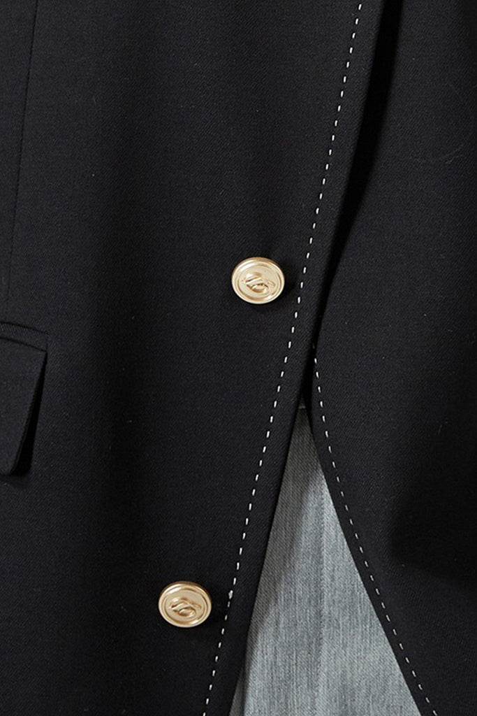 Asymmetric Collarless Wool-Blend Blazer Jacket  Fibflx