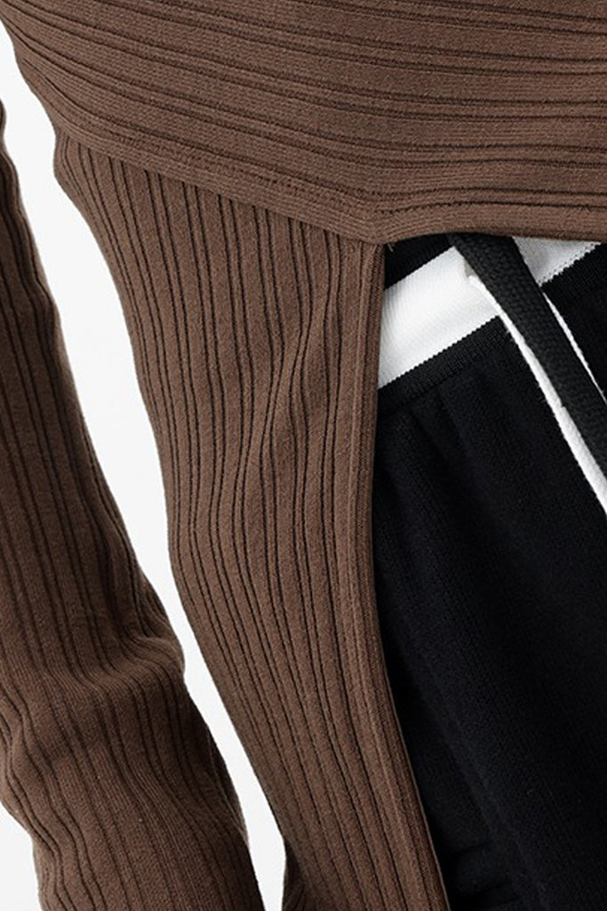 Asymmetric Hem Slim Long Sleeve Top  Fibflx