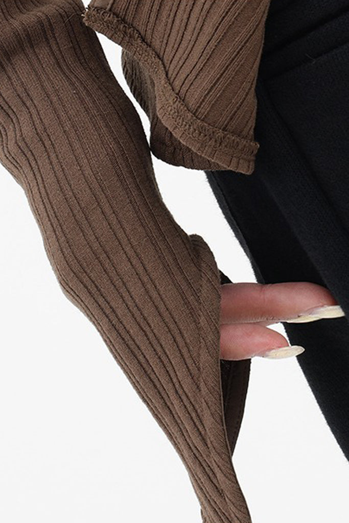 Asymmetric Hem Slim Long Sleeve Top  Fibflx