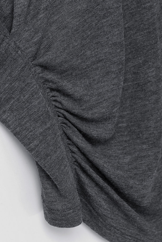 Asymmetric Tencel-Wool Long-Sleeve Top  Fibflx