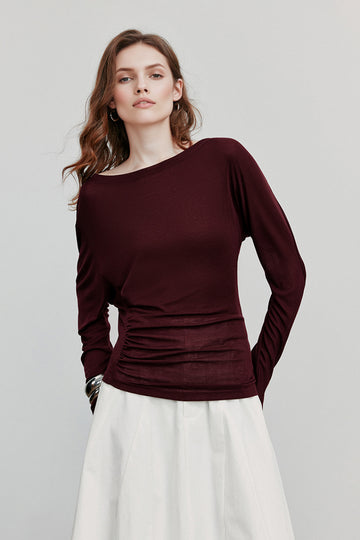 Asymmetric TenceL-Wool Long-Sleeve Top - Fibflx