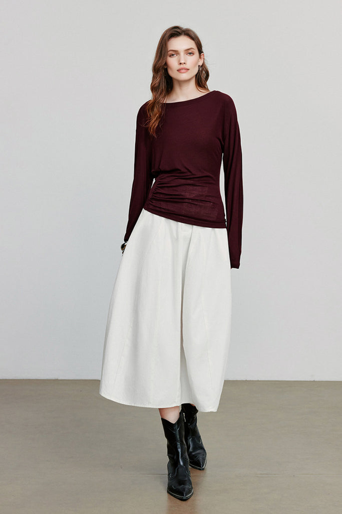 Asymmetric Tencel-Wool Long-Sleeve Top  Fibflx