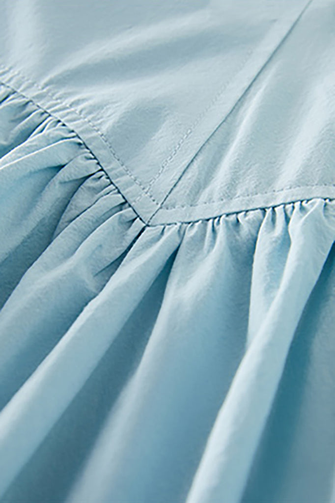 Baby Blue 100 Cotton Sleeveless Scoop-Neck Bubble Mini Dress  Fibflx