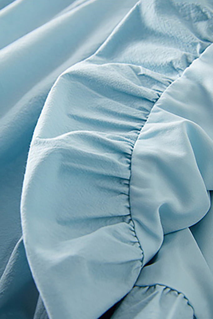 Baby Blue 100 Cotton Sleeveless Scoop-Neck Bubble Mini Dress  Fibflx