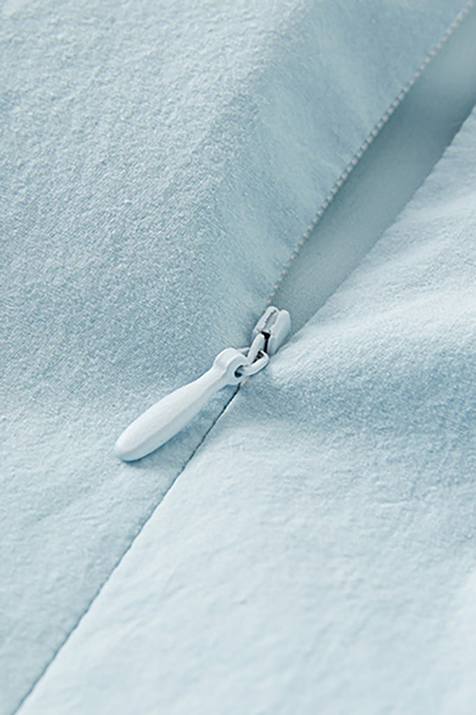 Baby Blue 100 Cotton Sleeveless Scoop-Neck Bubble Mini Dress  Fibflx