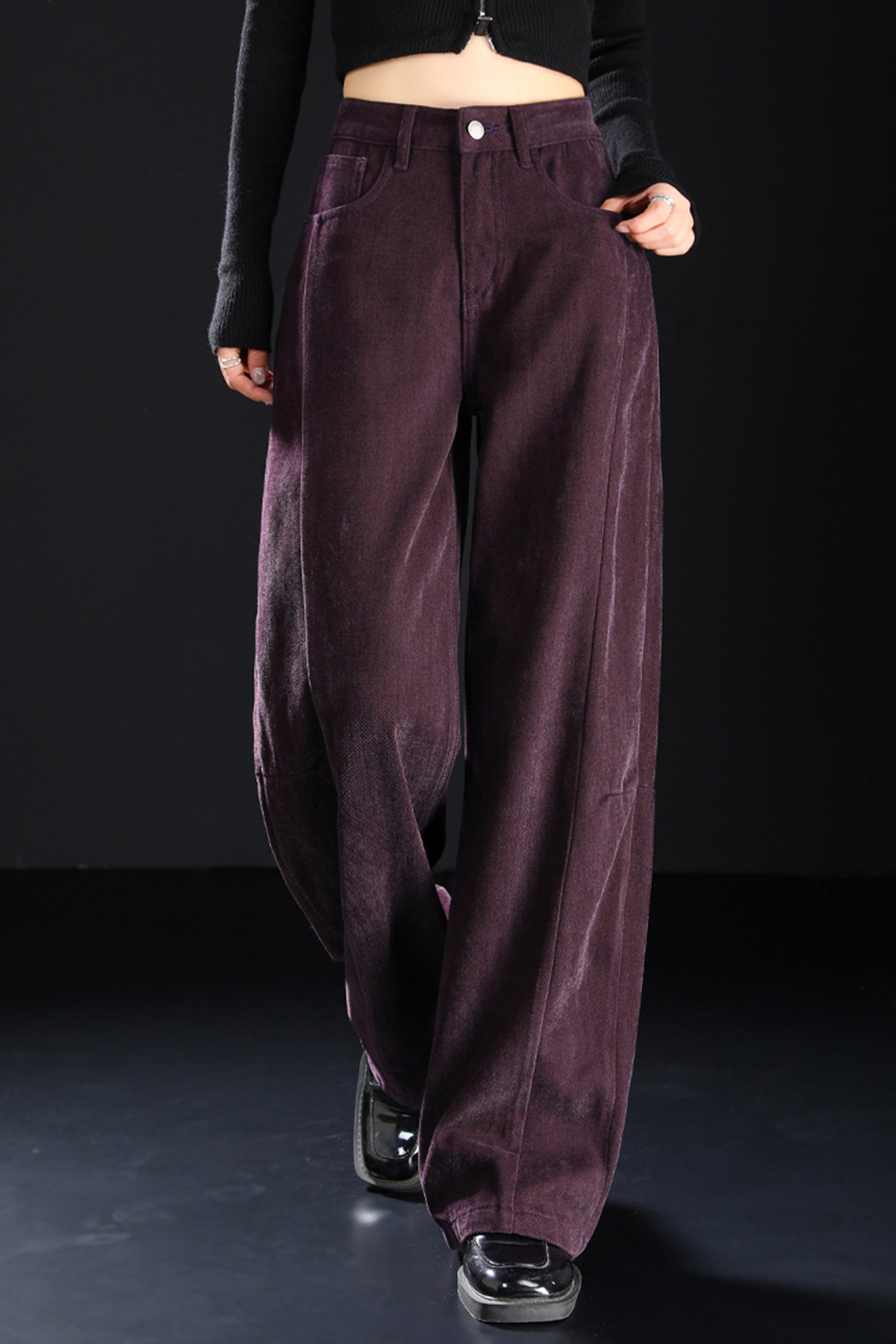 High-Waisted Baggy Jeans in Deep Purple | Loose-Fit Everyday Wear