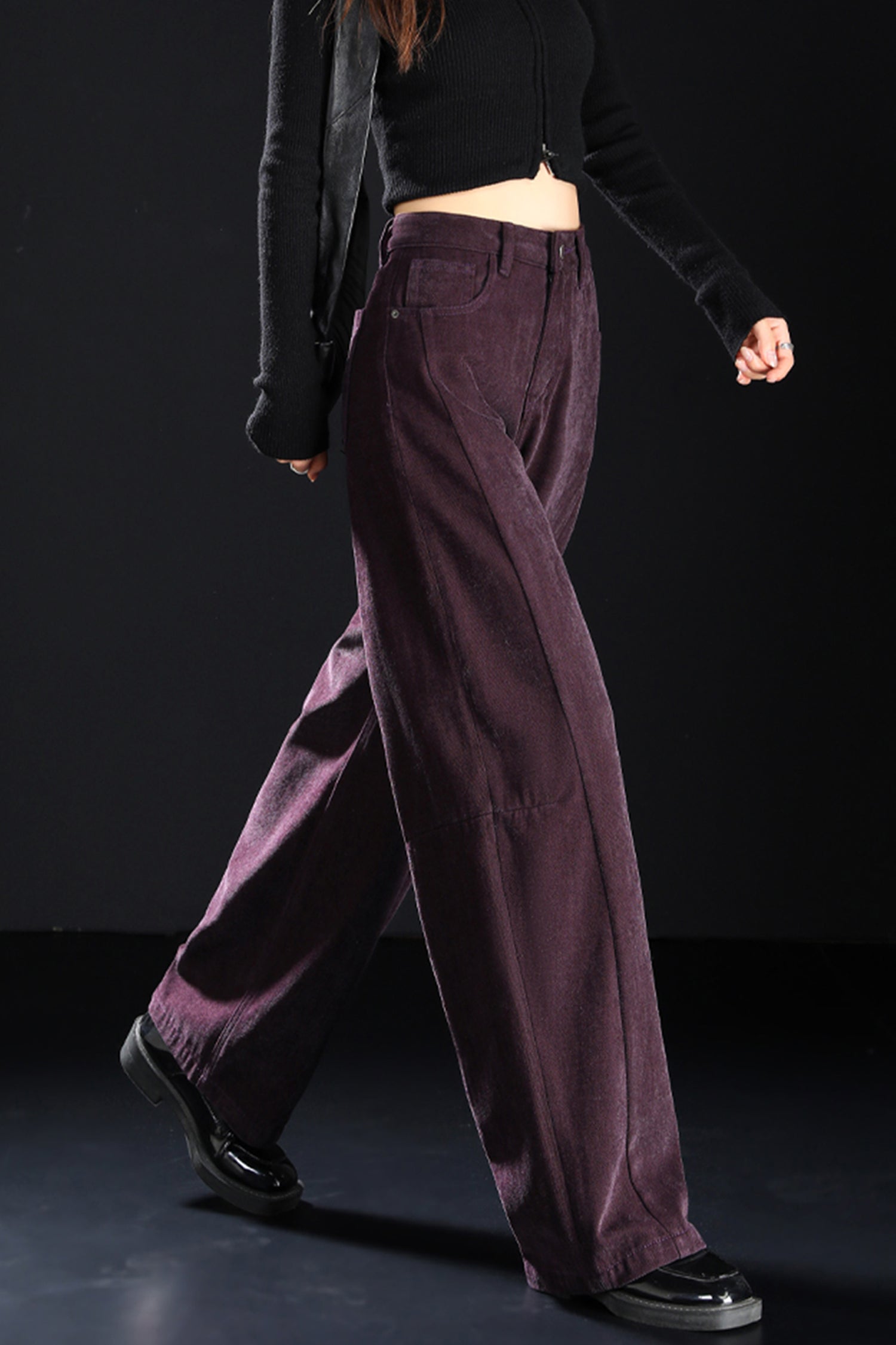 High-Waisted Baggy Jeans in Deep Purple | Loose-Fit Everyday Wear