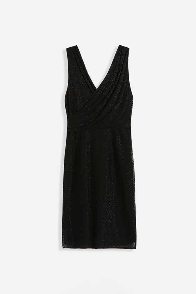 Black Beaded V-Neck Cocktail Sheath Dress  Fibflx