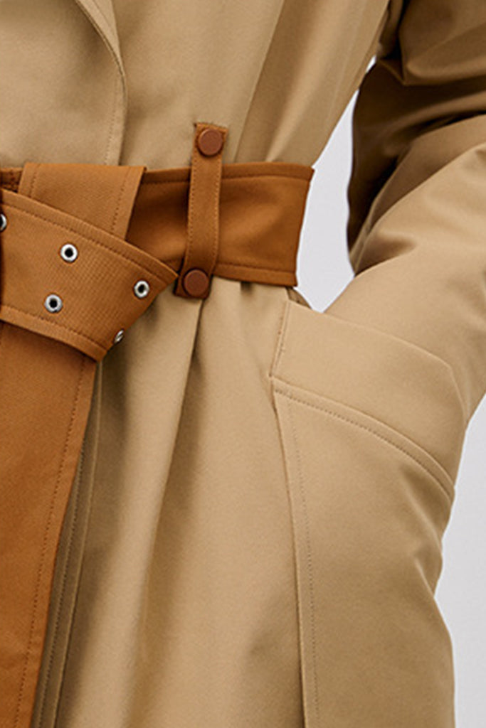 Belted Longline Wrap Trench Coat with Curved Hem  Fibflx