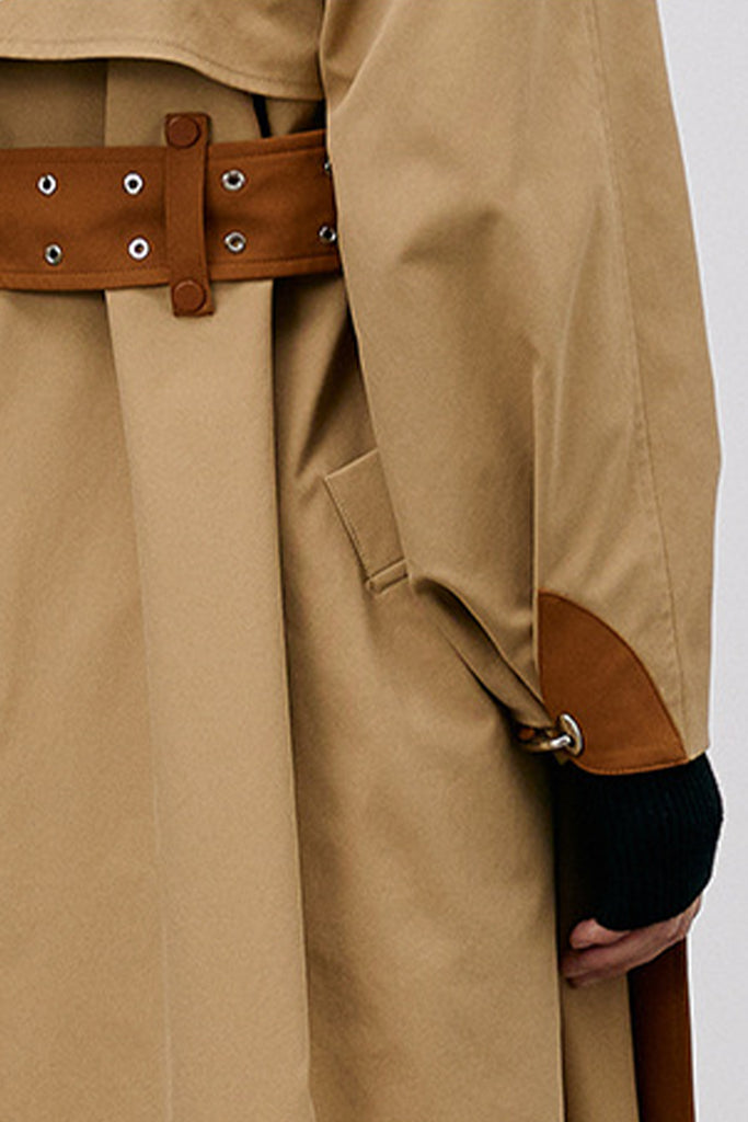 Belted Longline Wrap Trench Coat with Curved Hem  Fibflx