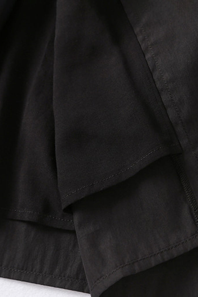 Black Cotton Maxi Skirt with Pockets  Fibflx