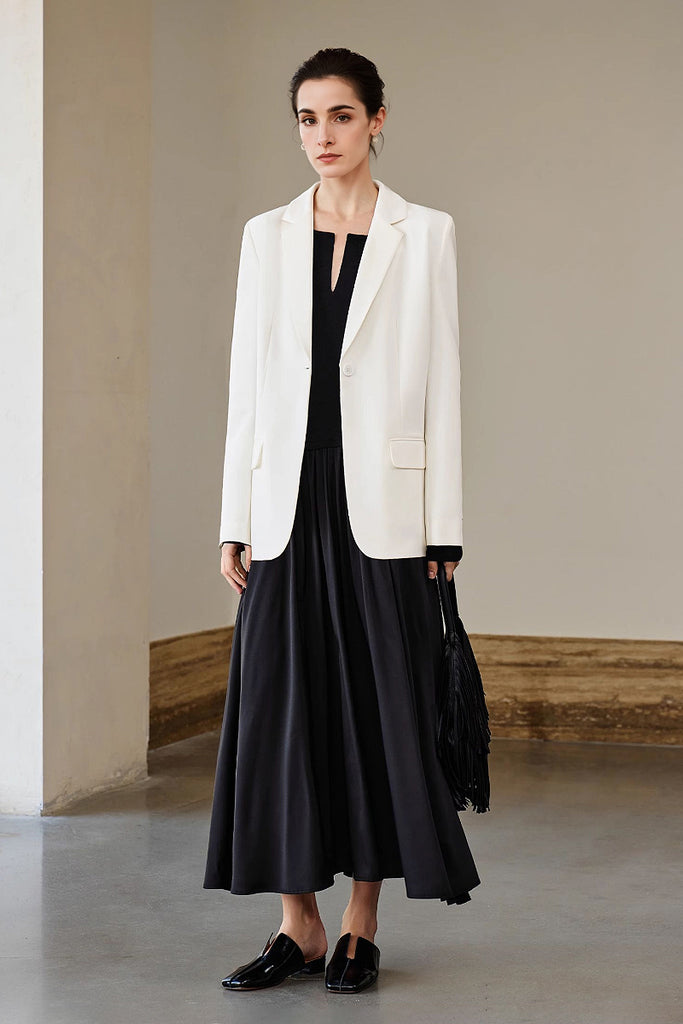 Black Fit & Flare Long-Sleeve V-Neck Maxi Dress  Fibflx