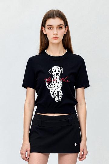 Black Lyocell Animal-Printed Knit T-Shirt - Fibflx
