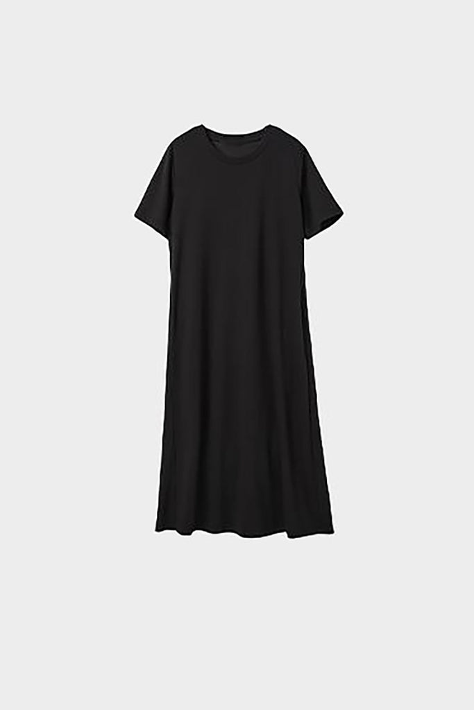 Black Midi T-Shirt Dress with Pockets  Fibflx