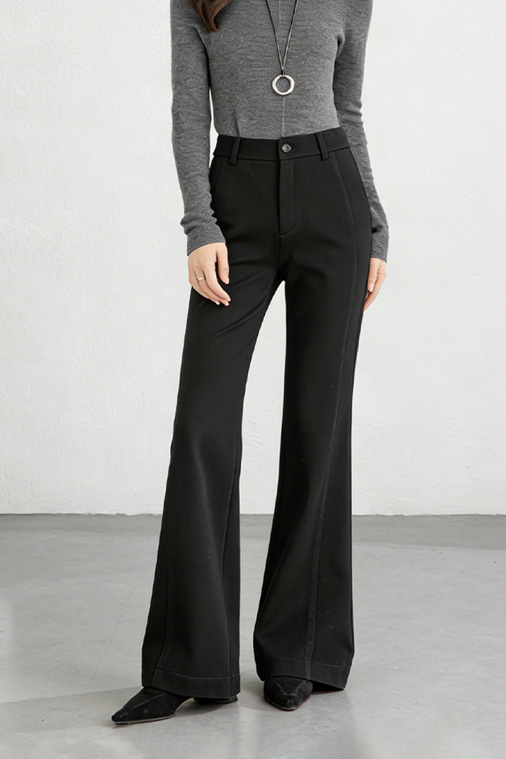 Black Tailored High-Waisted Flare-Leg Suit Pants Black / XS