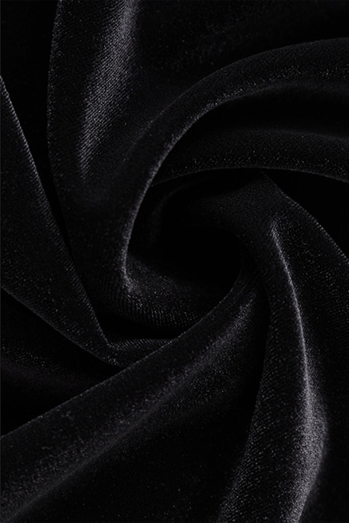 Black Velvet Long Sleeve Crewneck Maxi Dress  Fibflx