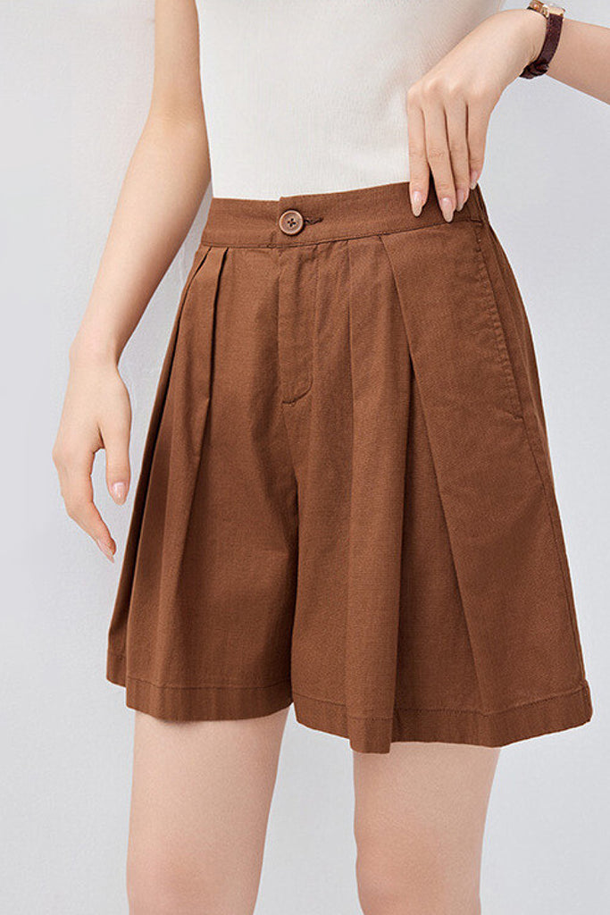 Breezy Pleated Tailored A-Line Shorts  Fibflx