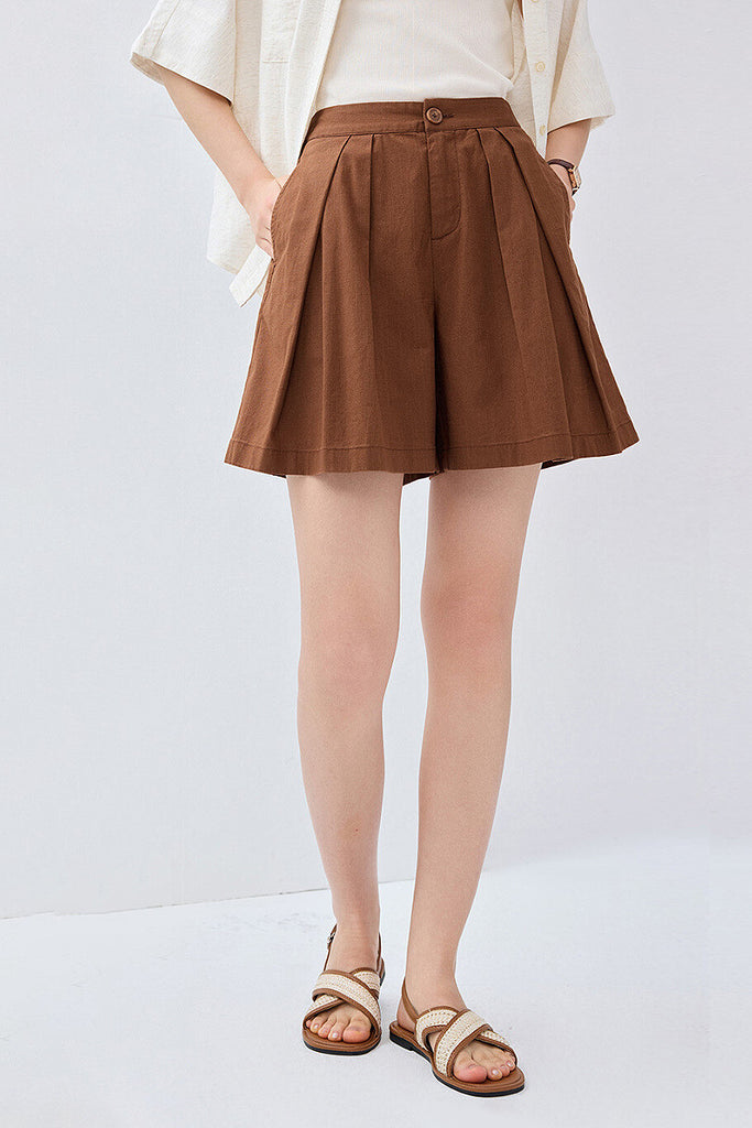 Breezy Pleated Tailored A-Line Shorts  Fibflx