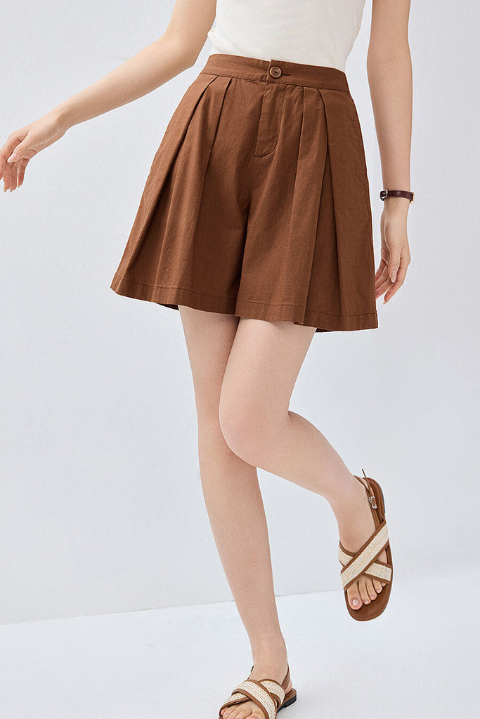 Breezy Pleated Tailored A-Line Shorts  Fibflx