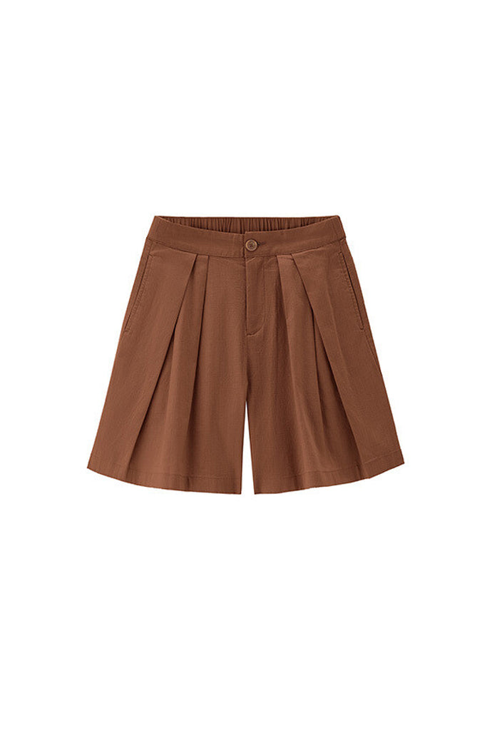 Breezy Pleated Tailored A-Line Shorts  Fibflx