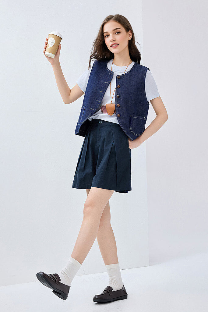 Breezy Pleated Tailored A-Line Shorts  Fibflx