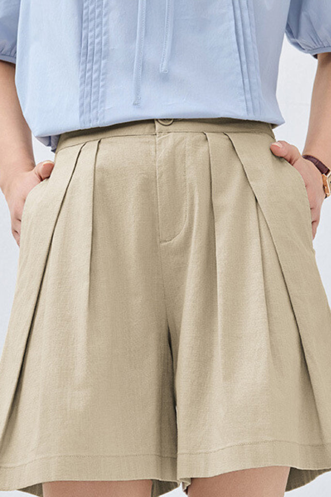 Breezy Pleated Tailored A-Line Shorts  Fibflx