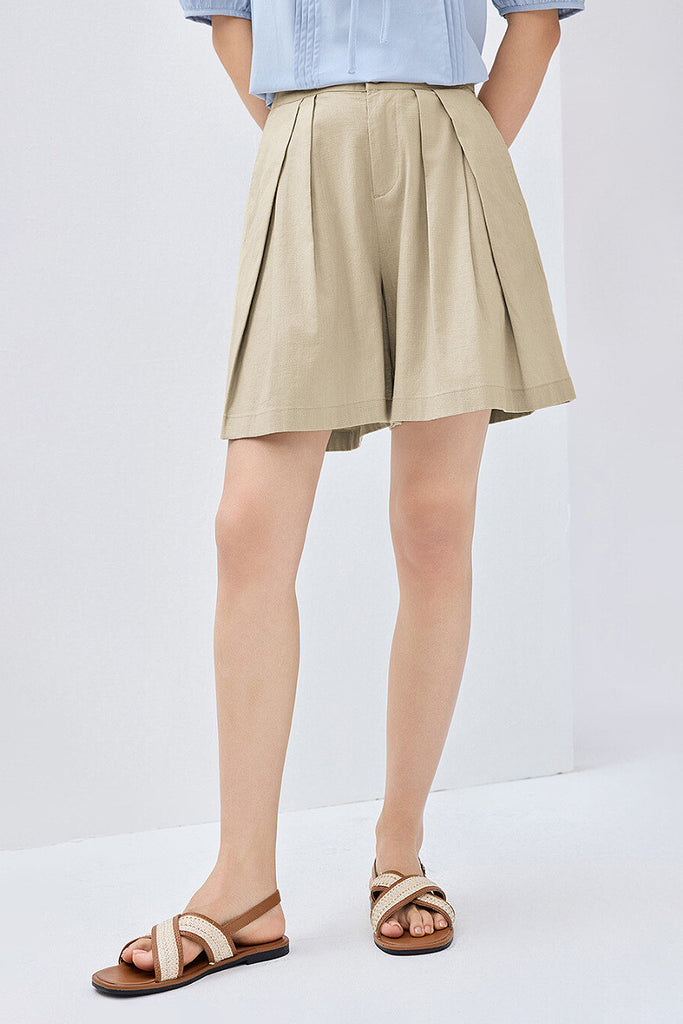 Breezy Pleated Tailored A-Line Shorts  Fibflx