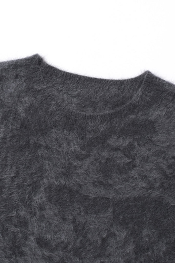 Brushed Cashmere Seamless Knit Crewneck Sweater  Fibflx