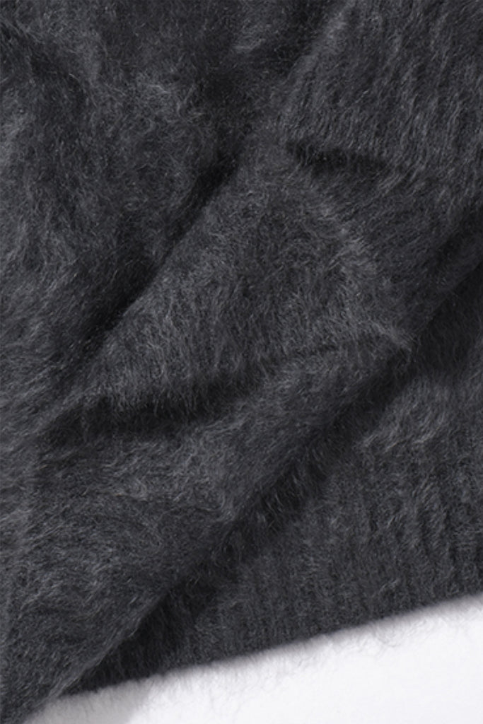 Brushed Cashmere Seamless Knit Crewneck Sweater  Fibflx