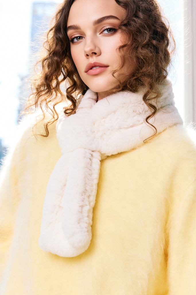 Brushed Cashmere Seamless Knit Crewneck Sweater  Fibflx