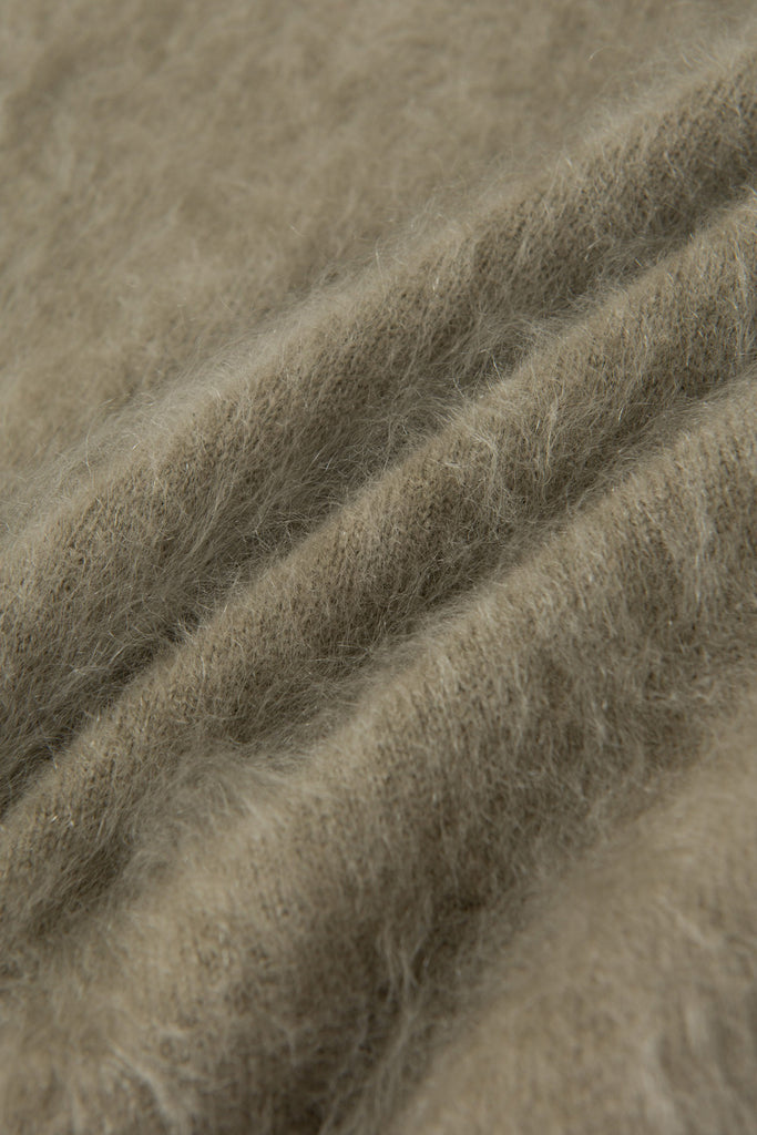 Brushed Cashmere Seamless Knit Crewneck Sweater  Fibflx