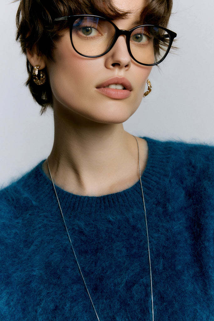 Brushed Cashmere Seamless Knit Crewneck Sweater  Fibflx