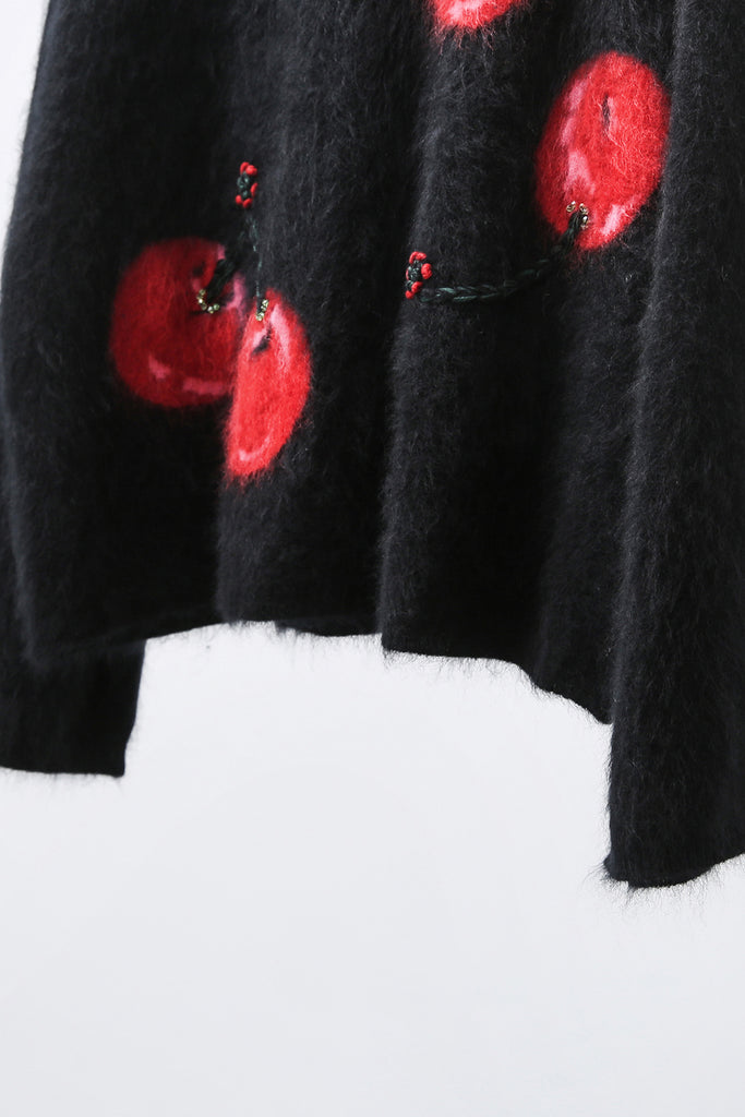 Brushed Cashmere Cherry Pattern Pullover Sweater  Fibflx