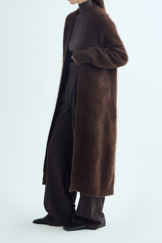 Brushed Cashmere Open-Front Duster Cardigan  Fibflx