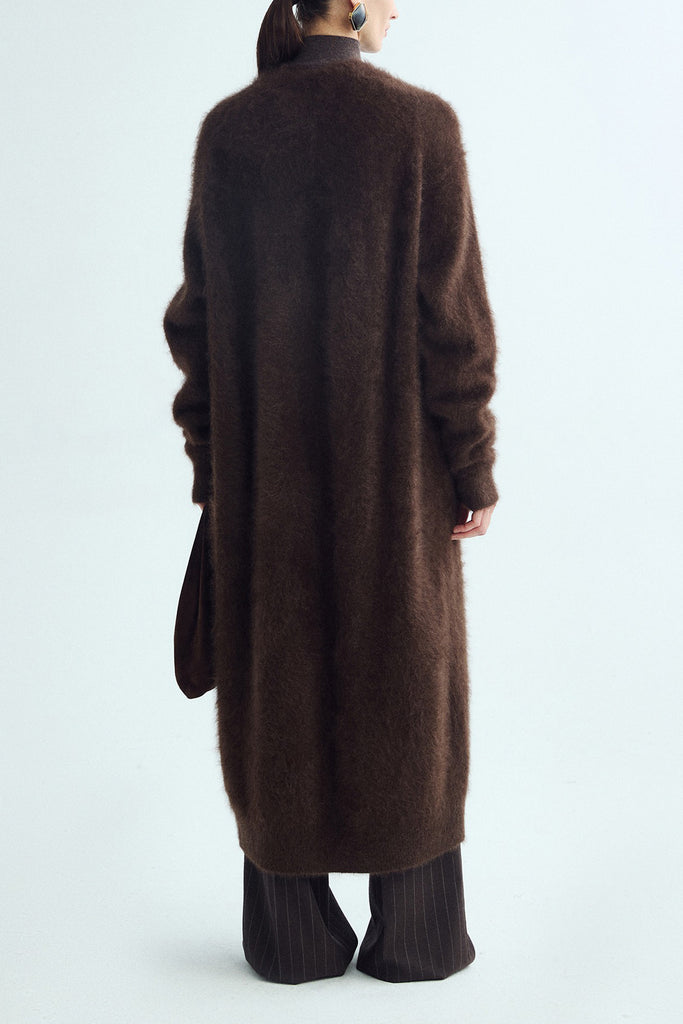Brushed Cashmere Open-Front Duster Cardigan  Fibflx