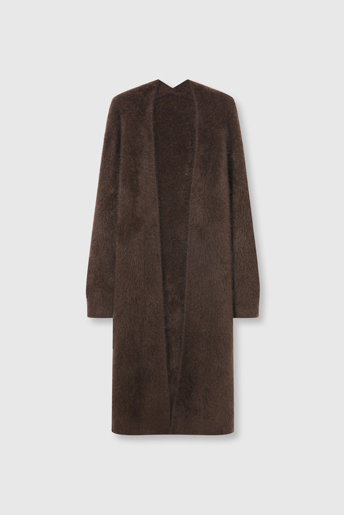 Brushed Cashmere Open-Front Duster Cardigan  Fibflx