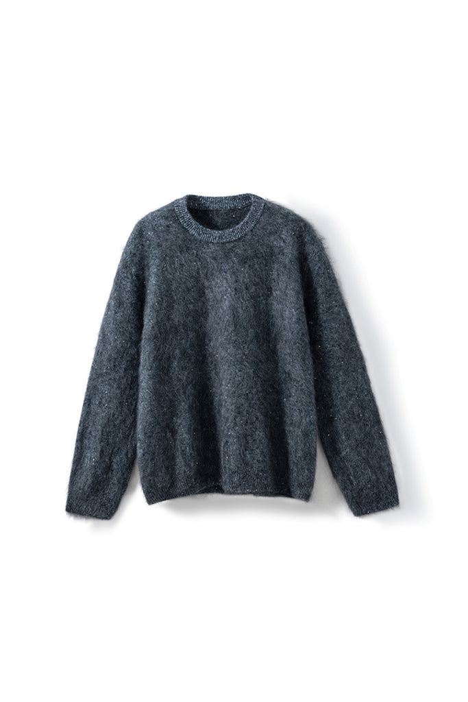 Brushed Cashmere Sequin Crewneck Sweater in Top-Tier Italian Yarn  Fibflx
