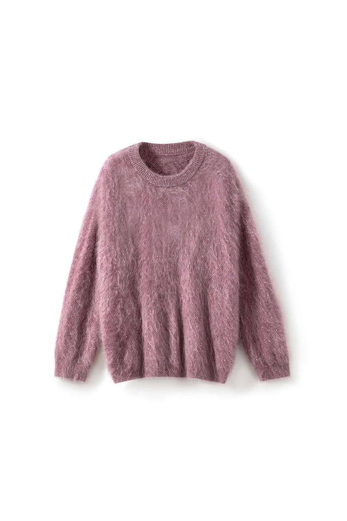 Brushed Cashmere Sequin Crewneck Sweater in Top-Tier Italian Yarn  Fibflx