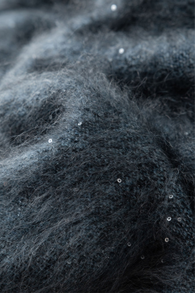 Brushed Cashmere Sequin V-Neck Sweater in Top-Tier Italian Yarn  Fibflx