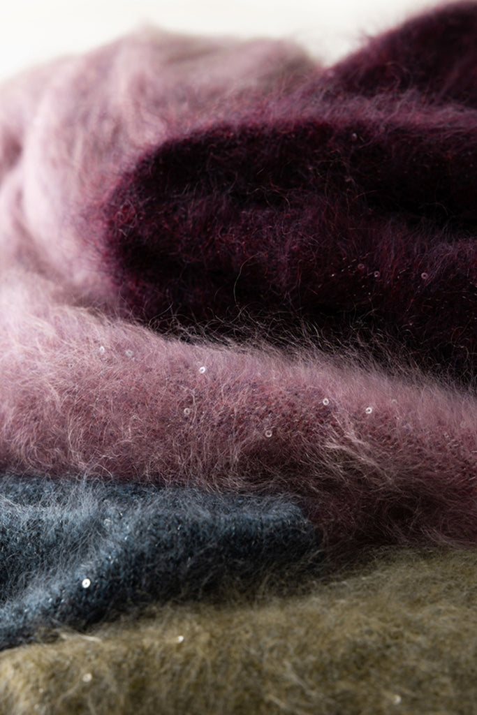 Brushed Cashmere Sequin V-Neck Sweater in Top-Tier Italian Yarn  Fibflx