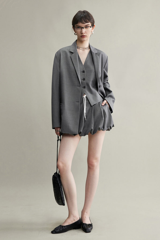 Bubble Drawstring Mini Skirt with Shorts  Fibflx