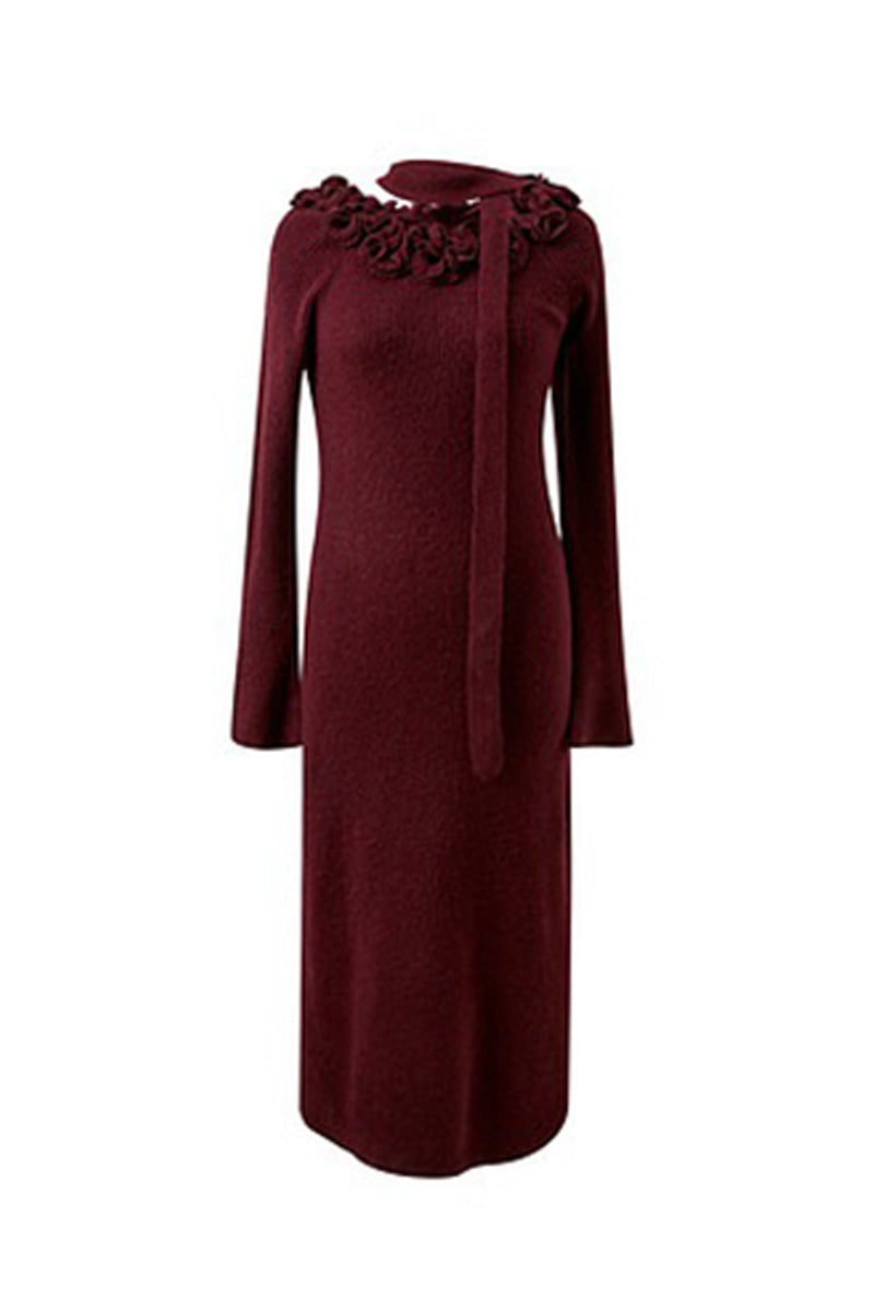 burgundy off the shoulder sweater dress Joana