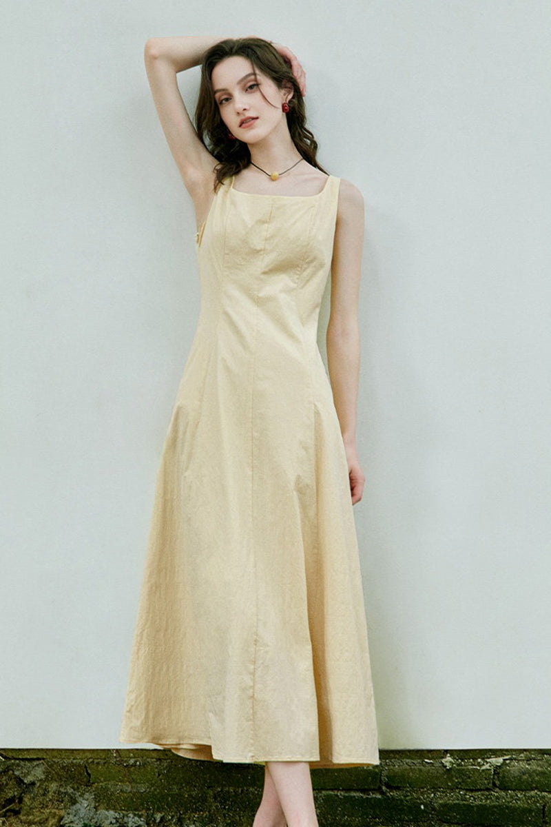 butter yellow a line dress Cotton Sleeveless A-Line Maxi Butter Yellow / S canadianfashion Size:XXXL-46 Elevate your wardrobe with Zac Posen Taffeta Cocktail