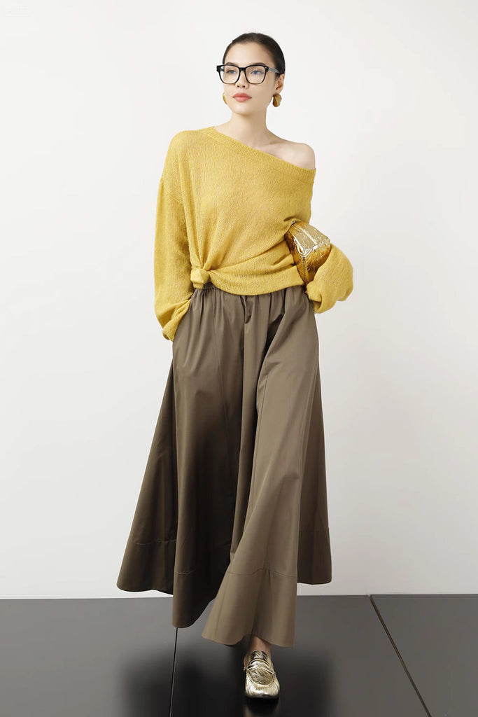 Cashmere-Silk Open Knit Off-The-Shoulder Sweater  Fibflx